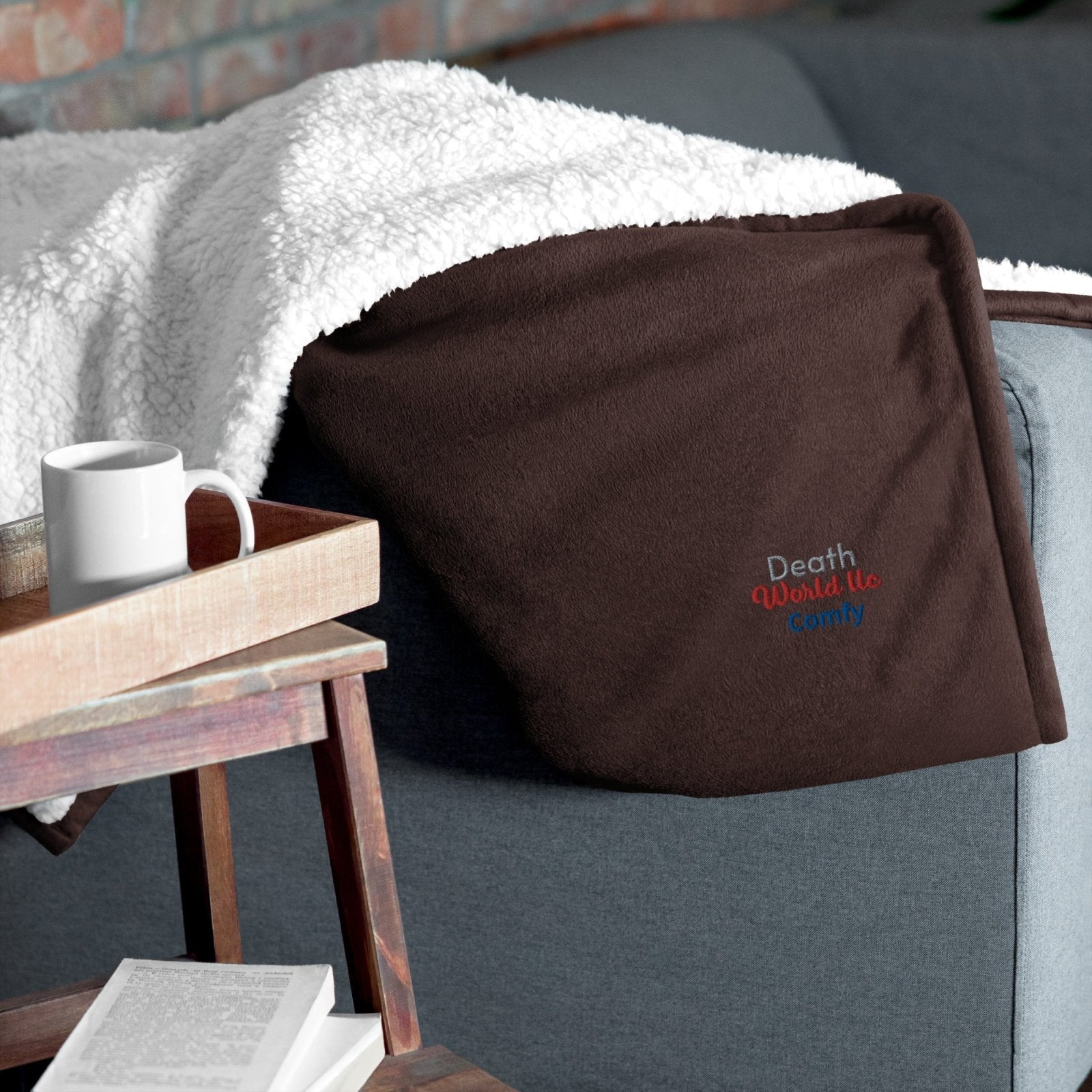 Comfy Death World LLC Premium Sherpa Blanket - Death World LLC - Fireside Brown